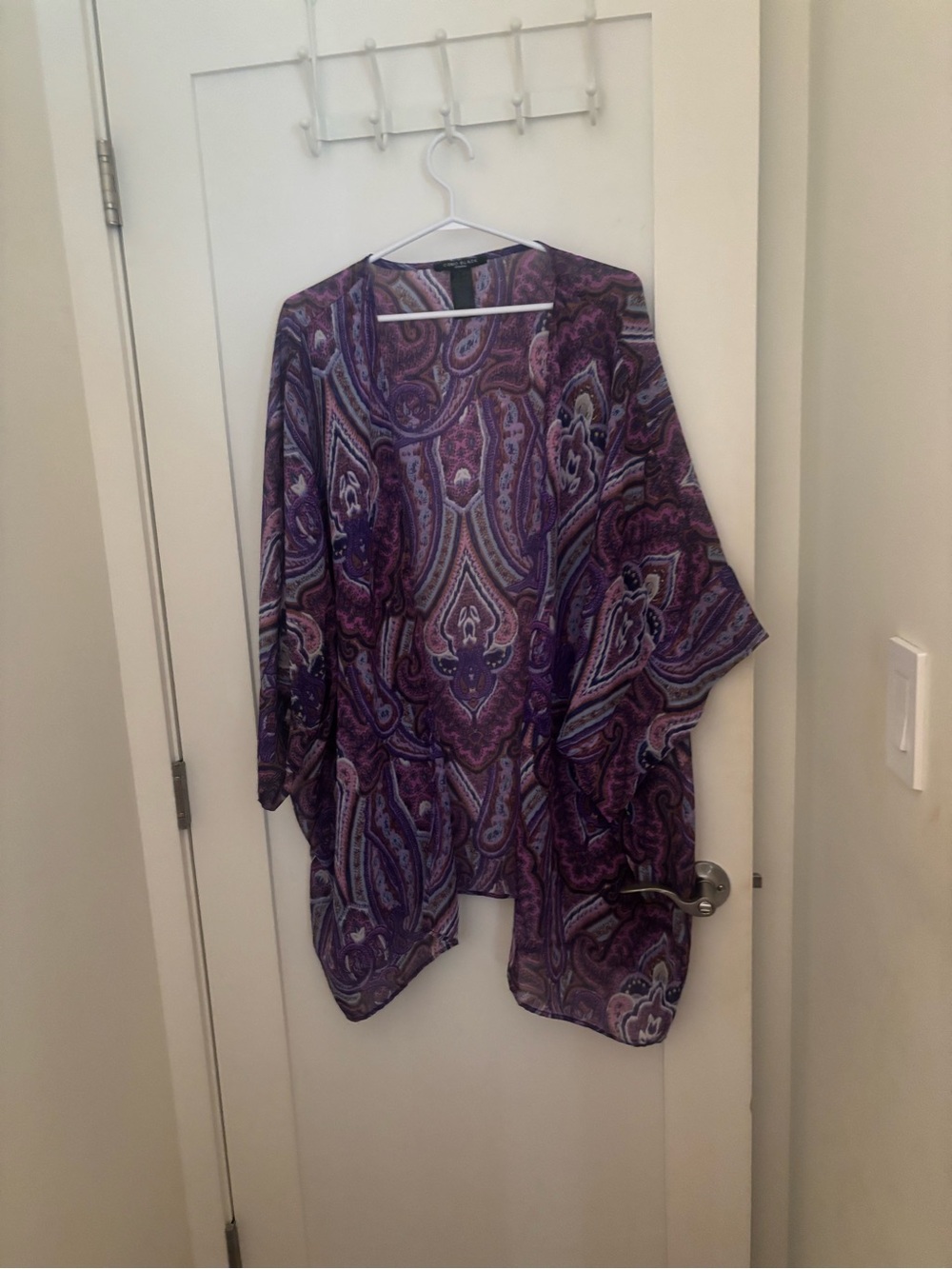 Women's Purple Paisley Open-Front Kaftan Cape